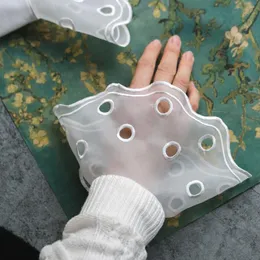 Перчатки без пальцев осень зимнее женщины вязаный свитер настоящий мех складывание ручных кружев