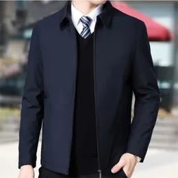 Business Men'S Jacket Autumn Wind Casual Coats Turndown Collar Zipper Simple Middle-Aged Elderly Men Dad clothes Office Outerwea 211102