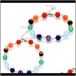 Perline, fili Gioielli Drop Delivery 2021 Yoga Guarigione Equilibrio Perline 7 Chakra Bracciale Agata Occhi di tigre Ametista Cristallo Pietra naturale Brace