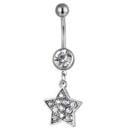 YYJFF D0078 1 Clear Color Star Style Belly Button Ring Piercing Body Jewelry for Women