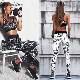 Leemiijuu plus storlek kvinnor print graffiti löpande yoga kostymer sportkläder hög midja fitnpants sport set gym träning kläder x0629