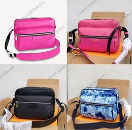 Borsa a tracolla Messenger per esterni Borsa a tracolla in pelle rivestita di tela rosa brillante Tasca con cerniera versatile Borse di design di lusso