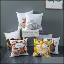 Bedding Supplies Textiles & Garden Thanksgiving Home Decoration Pillowcase 18X18 Inch Pumpkin Print Throw Cushion Er Peach Skin Pillow Case