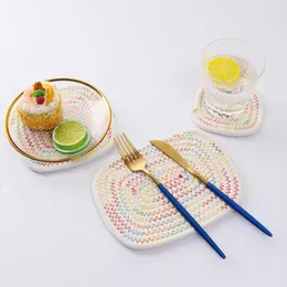 Mats & Pads 1PC Rattan Placemats Natural Straw Non-slip Woven Heat Insulation Dining Table Pot Holder Cup Coasters Kitchen Accessories