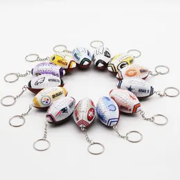 Portachiavi 3D Sport Football americano Portachiavi Souvenir PU Pelle Rugby Portachiavi per uomo Tifosi di calcio Portachiavi Ciondolo Regali fidanzato