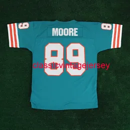 Mężczyźni kobiety młodzież Nat Moore 1984 Domowa koszulka turkusowa zszyta zwyczaj dowolny numer nazwy Numer Football Jersey