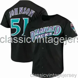 Randy Johnson #51 Schwarzes Baseball-Trikot XS-6XL, genähtes Herren-Damen-Jugend-Baseball-Trikot