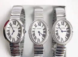 32mm Classic Stainless Steel Oval Watch Baignoire Quartz Watch Sapphire Face Bathtub Classic Märke Tillbehör för kvinnor