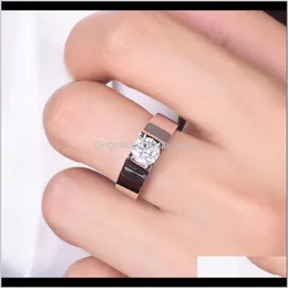 With Side Stones Rings Jewelry Drop Delivery 2021 Color Male 1 Mossan Stone 18K Rose Gold Simple Overbearing Handsome Wedding Ring Lg5Kh