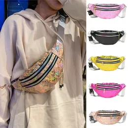 Förvaringspåsar Kvinnor PU Laser Waist Fanny Pack Belt Bag Pouch Travel Hip Bum Small Purse