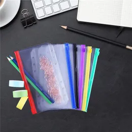 A6 PCV File Binder Cover Clear Zipper Torba do przechowywania 6 Otwór Wodoodporne Torby Papiernicze Biuro Podróż Przenośny Worek Dokumentowy