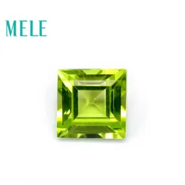 MELE Natural Peridot stone for jewelry making,7mmX7mm square cut green loose gemstone,fire color and bright,DIYj mian stone H1015