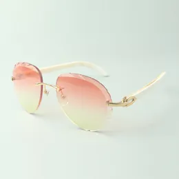 Exquisite classic sunglasses 3524027 with natural white buffalo horn temples and cut lens glasses, size: 18-140 mm