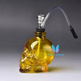 3.5inches Portable Solid Yellow SKULL Water Pipe Glass Hookah Smoking Shisha Skeleton Glass Bottle Accessories Men Gift
