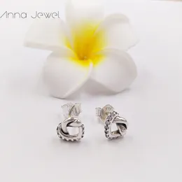 EDELL Authentic 100% 925 Sterling Srebrna Pandora Kolczyki serca z przezroczystą CZ Pasuje biżuterię w stylu europejskim 298019cz