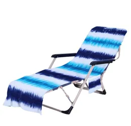 Tie färgämne strand stol täcke med sidoficka färgglada schäslong handduk täcker för solstolar pool sola trädgård zze6139