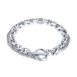 Stainless Steel O Trace Curb Chain Chunky Link Hip Hop Bracelet for Men Women Fashion Jewelry with Velevt Bag