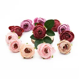 100st Tea Buds Rose Artificial Blommor Bröllop Hem Dekoration Tillbehör DIY Gåvor Box Armband Crafts Scrapbooking Po Props 211023