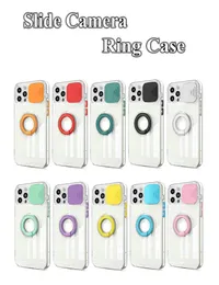 Slide Window Clear Soft TPU Shockproof Ring Phone Cases for iPhone 13 12 11 Pro Max XR XS X Mini 6S 7G 8 Plus