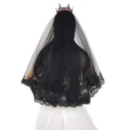 Bridal Veils Beautiful Black Bridal Veil Elegant Lace Bride Wedding Gauze for Engagement Wedding Marriage Accessories