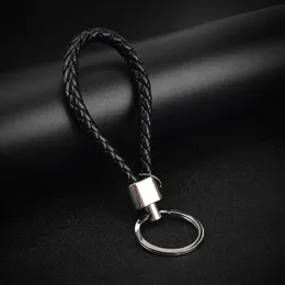 2018 New Arrival Unisex Braided Leather Rope Handmade Waven Keychain Alloy Key Chain Car Key Ring Men Women Key Holder Chaveiro