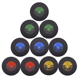 Coasters para bebidas, conjunto de 12 tapetes retrô de vinil vintage, tapete de copo de borracha macia, coasters de bebida de silicone, grande 4 polegadas 210817