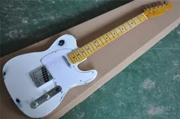 White Vintage Style Electric Guitar with Flame maple neck ,white pickguard,Provide customized services
