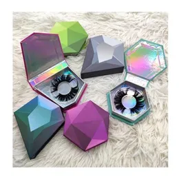 Diamant Eyelash Boxes Annan Makeup Multicolor Laser 3D Mink False Ögonfransar Förvaringsväska 1 Kopplar Lashes Container Förpackning