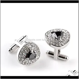 TIE CLASPS Tacks Drop Delivery 2021 Luxury Heart Crystal Diamond Cufflinks Cuff Links Sleeve Button For Women Men Shirts Dress Suits Cuffl