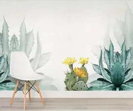 Wallpapers CJSIR Custom Wallpaper Watercolor Cactus Nordic Style TV Background Wall Living Room Bedroom Walls 3d