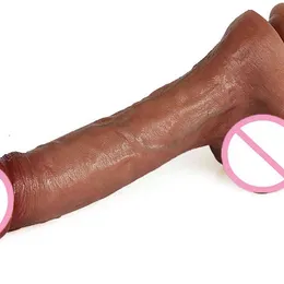 NXY Sex Products Pene Realista de Doble Capa Para Mujer, Con Ventosa Consolador Silicona Lquida, Masturbacin Femenina, Juguetes Sexuales Adultos0210