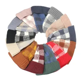 British Style Plaid Cotton Comfortable Warm Knitted Beanies Hats Winter Hats For Women Men Outdoors Vacation Hat