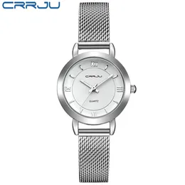 CRRJU Silver Watch Women Watches Fashion Casual Quartz-watch Female Steel Bracelet Luxury Dress WristWatch Reloj Muje Montre Fem 210517