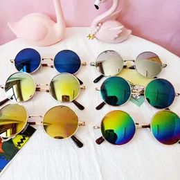 DHL Classic Sunglasses Girls Colorful Mirror Children Sunblock Glasses Metal Frame Kids Travel Shopping Eyeglasses 9 colors