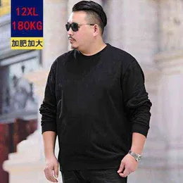 Men plus size T-shirt 9XL 10XL 11XL 12XL winter long sleeve round neck loose cotton sports black top color G1229