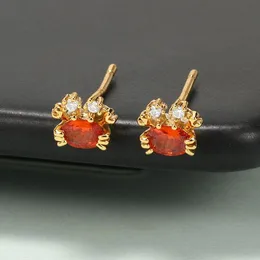 Stadnina urocze kolczyki kraba ocean mini czerwony kryształowy kolczyki dla kobiet w stylu koreańsko akcesoria mody biżuteria dziewczyna świąteczna