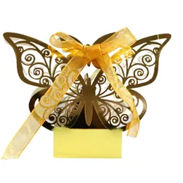 10Pcs Butterfuly Laser Cut Wedding Bridal Favors Gifts Box Candy Boxes With Ribbon Christening Baby Shower Wedding Party Decor 211108