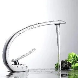Basin Sink Faucet Single Handle Cold and Hot Mixer Taps Beautiful Curve Design