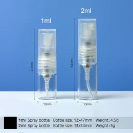 100個/ロット1ml / 2mlミニクリアプラスチックスプレーボトル空香水噴霧器サンプルボトルエッセンシャルオイル