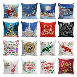 Colorful LED Santa Claus pillow case elk pillowcase creative printing super soft short plush cushion cover T2I52701