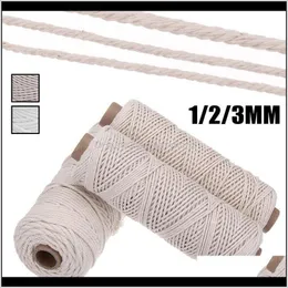Filati Abbigliamento Tessuto Abbigliamento Drop Delivery 2021 12M Diametro intrecciato Craft Rame Cord Artcraft String Fai da te fatto a mano intrecciato corda di cotone colorato