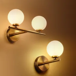 Lâmpadas de parede Minimalismo moderno G4 Lâmpada LED Quarto Globo de vidro Brass Scones de brilho dourado Iluminação interna Acreta