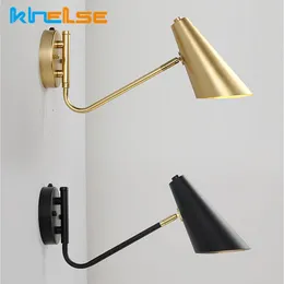 Vägglampor Retro Industrial LED med Switch Vintage Justerbar svängarm Bedside E27 Sconce Reading Bedroom Corridor Lights