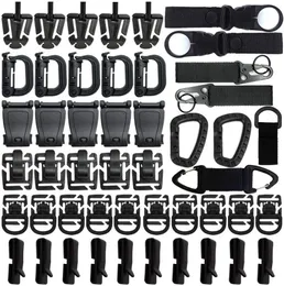 48pcs Tactical Gear Clip Strap Molle Web Dominators Webbing Attachments Kit för ryggsäck Vest Belt Outdoor Hydration Tube