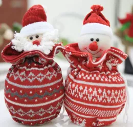 Dzianiny ozdoby świąteczne prezent owinąć xmas sznurek party faworytety cukierki smakołyki jabłko pakowania owoców santa snowman renifer wzór czerwony