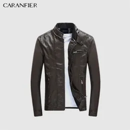 CARANFIER Mens PU Jackets Coats Motorcycle Biker Faux Leather Jacket Men Autumn Winter Clothes Male Classic Thick Velvet Coat 210923