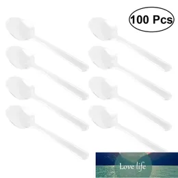 100 ADET Mini Şeffaf Plastik Kaşık Tek Kullanımlık Sofra Takımı Kaşık Mutfak Aracı Jöle Dondurma Tatlı Meze için