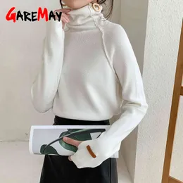 Herbst Winter Rollkragen Frauen Pullover Elegante Dünne Weibliche Gestrickte Pullover Casual Stretched Jumper Femme 210428