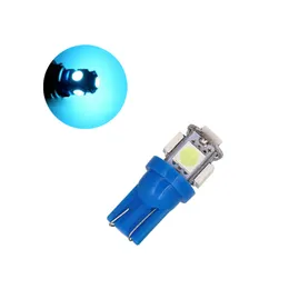 100 sztuk Wysokiej Jakości T10 ICE Blue Wedge 5SMD 5050 Żarówki LED W5W 2825 158 192 168 194 Wnętrze samochodu Czytanie Kopuła Płaski bagażnik Lights 12 V 24V