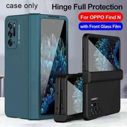 oppoのためのヒンジ360マットケースn2を見つけるnケース強化ガラスフィルムスクリーンハードカメラ保護カバーを見つける